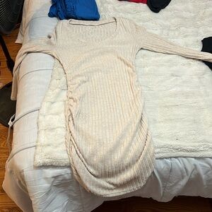 Cream soft long sleeve dress